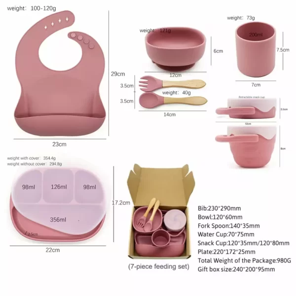 Silicone Transparent Baby Suction Cups Plate Bottle Nipple Set